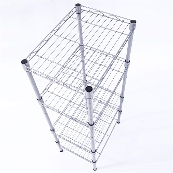 4 Tier Adjustable Storage Shelf Metal Storage Rack Wire Shelving Unit Storage Shelves for Pantry Closet Kitchen Laundry Bathroom (Silver9-4-Tier)