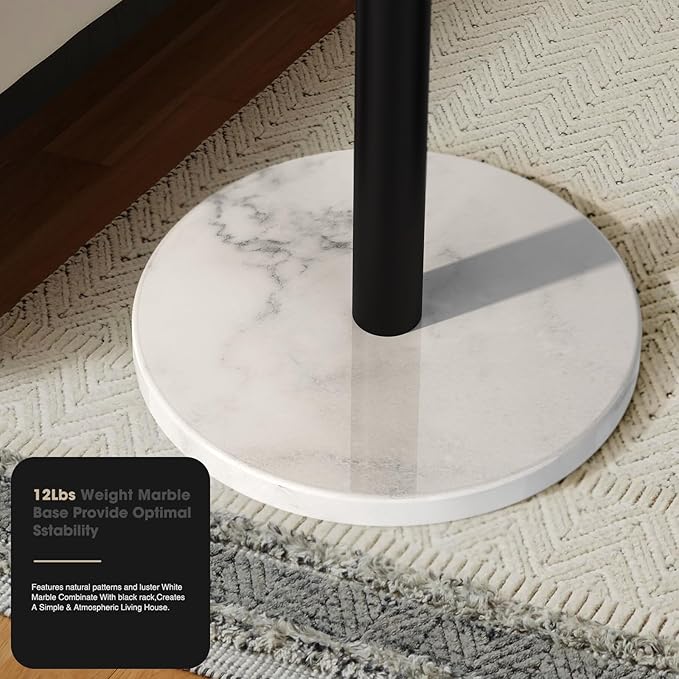 Coat Rack Freestanding,12 Hooks Coat Racks with Natural Marble Base & Umbrella Holder,Easy Assembly Coat Rack Stand for Hanging Scarf,Purse,Hats,Jacket(Black)-NeatNest