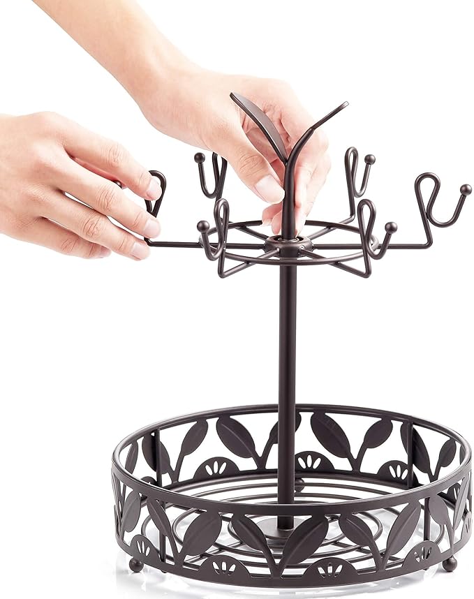 ALLCENER Mug Tree Countertop, Rotatable Mug Holder Stand with 6 Hooks for Coffee Bar Counter Cabinets and Kitchen Organizer-NeatNest