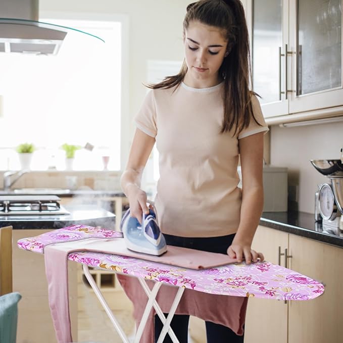 Honrane Space-Saving Ironing Board, Adjustable Height,Folding,Full-Size Purple 36 inch