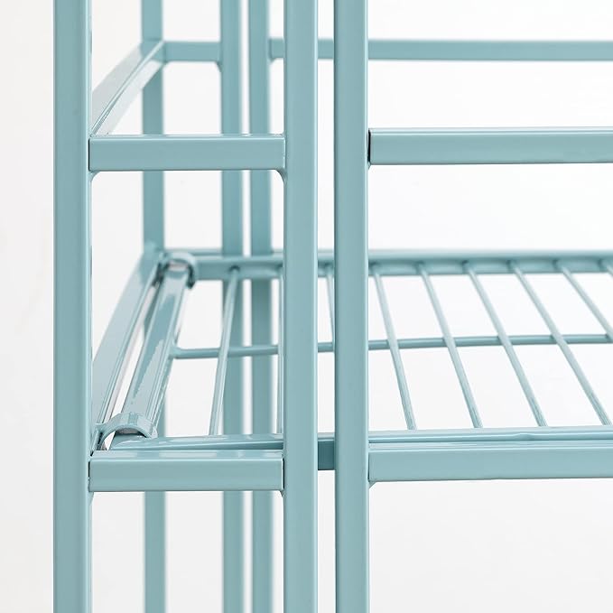 Convenience Concepts Xtra Storage Shelves - 3-Tier Folding Metal Shelving, Modern Shelves for Storage and Display in Living Room, Bathroom, Office, Closet, Kitchen, Garage, Plant Storage, Sea Foam-NeatNest