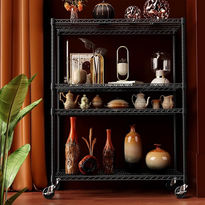 IZEUK Garage Shelving Wide Storage Shelves 4 Tier Metal Shelves Heavy Duty Adjustable Utility Shelf Rack Black 23.6" D x 53.1" W x 73.6" H-NeatNest