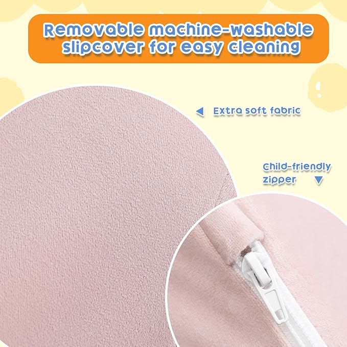 ALIMORDEN Adorable Toddler Chair, Snuggly Soft Foam Seat for Little Ones with Removable Washable Cover - Small Kids Reading Couch, Pink-NeatNest