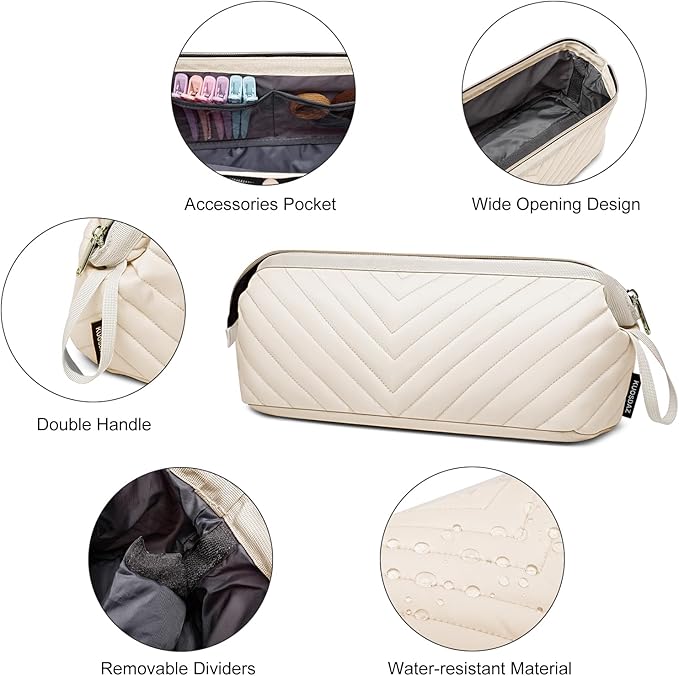 Hair Tools Travel Bag for Shark Flexstyle Dyson, Quilted Case Organizer Bag, Gift for Women Hair Accessories Storage Bag, Travel Hairdryer Portable Bag for Women, Beige-NeatNest