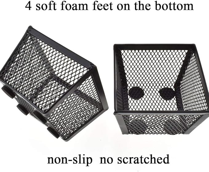 HAHIYO Stackable Paper Clip Mesh Holder cup 2.2" Height 2 Pack Black Sturdy PaperClip Holder Container for Desk Drawer Organizer Collection for Home Office School Soft Foam Feet No Sharp Edges-NeatNest
