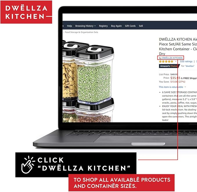 DWËLLZA KITCHEN Mini Airtight Food Storage Containers with Lids – Set of 6 Clear Plastic Small Pantry Containers for Spices, Candy, Nuts, Coffee or Tea, BPA-Free, Keeps Food Fresh & Dry-NeatNest