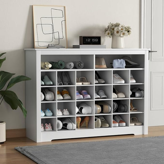 5-Tier Storage Cabinet for Entryway, Modern Shoe Rack with 26 Cubbies, Freestanding Shoe Organizer with 24 Pair Shoe Storage Cabinet for Hallway,Bedroom,Living Room(White-NeatNest