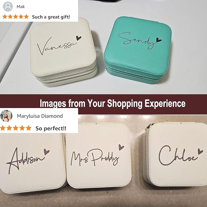 DayOfShe Personalized Name Jewelry Box for Women Girls Custom Travel Jewelry Case with Name for Bridesmaid Proposal Gifts, Travel Jewelry Box for Teen Girls Gifts-NeatNest