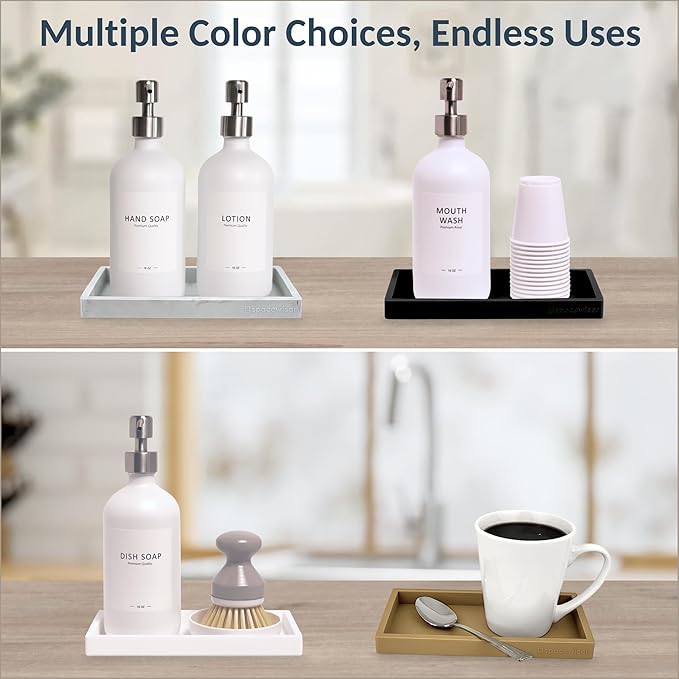 Countertop and Vanity Tray – Small 7.7" Silicone Soap Dispenser Trays, Flexible Bathroom Trays, Dish Soap Holder Kitchen Counter Caddy, Organizer Sink Tray for Soaps Bottles, Sponge, Keys-NeatNest