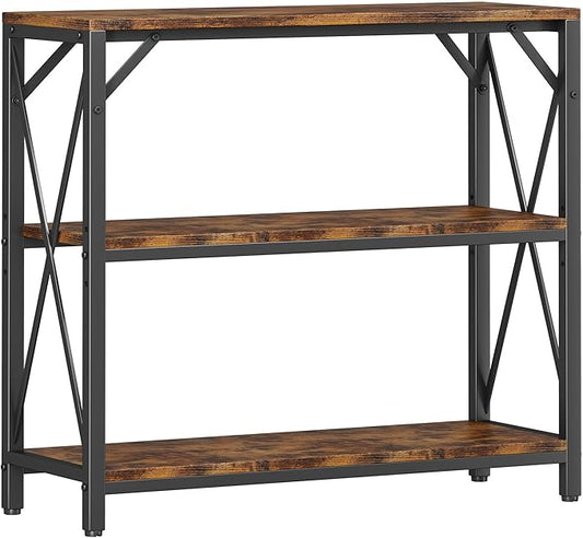Homeiju Console Table 31.5" Width, 3-Tier Entryway Table with Storage, Industrial Sofa Table with Open Shelves, Foyer Tables for Entryway, Hallway, Kitchen, Living Room and Bedroom, Rustic Brown-NeatNest