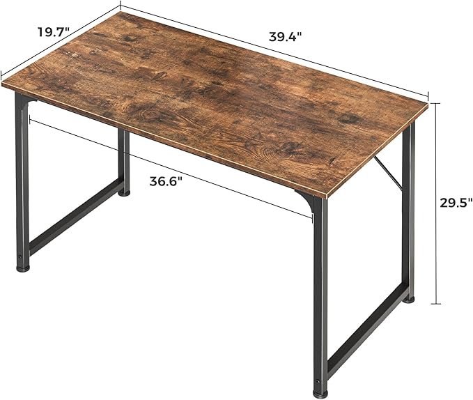 Huuger Computer Desk, 40 Inch Office Desk, Gaming Desk with Storage, Writing Desk Work Desk for Home Office, Study, Modern Simple Desk, Large Legroom, Metal Frame, Rustic Brown-NeatNest