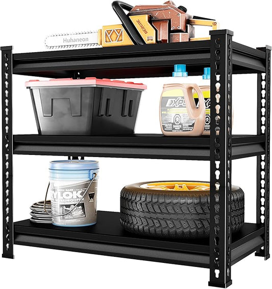 Adjustable Garage Storage Shelves, 35.4''W Garage Shelving Heavy Duty Loads 960LBS, Metal Industrial Utility Shelf for Warehouse, Kitchen, Laundry Room,35.4" W x 15.7" D x 33" H,Black