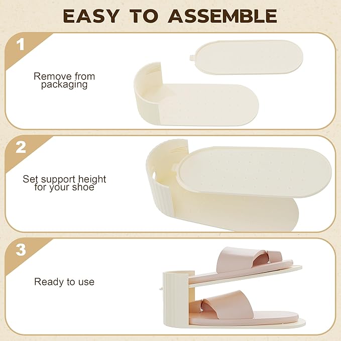 20 Pack Shoe Slot Organizer, Shoe Stacker for a Pair of Shoes,Adjustable Double Deck Shoe Riser Shoe Rack Space Saver,Shoe Organizer for Closet(White)-NeatNest
