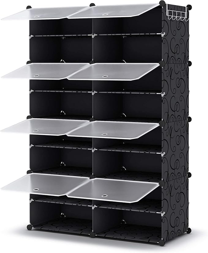 HOMIDEC Shoe Rack, 8 Tier Shoe Storage Cabinet 32 Pair Plastic Shoe Shelves Organizer for Closet Hallway Bedroom Entryway-NeatNest