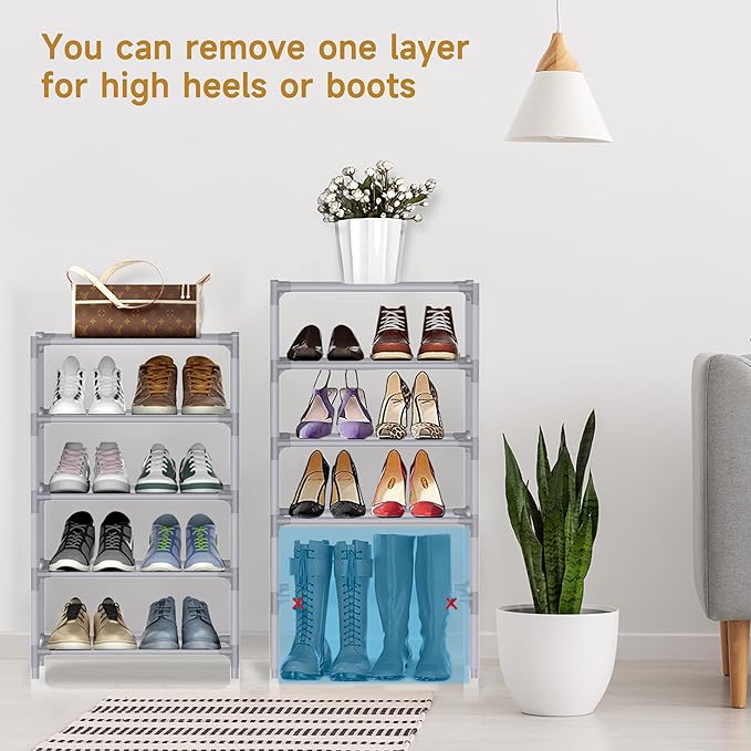 sunvito 10 Tiers Shoe Rack, Tall Vertical Shoe Rack, Sturdy Stackable Shoe Shelf, Shoe Stand Holds 20-25 Pairs Shoes, for Closets, Entryway, Cabinet, Garages, Dormitory, Hallway-NeatNest