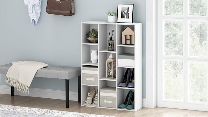 Furinno Luder Bookcase / Book / Storage , 11-Cube, White-NeatNest