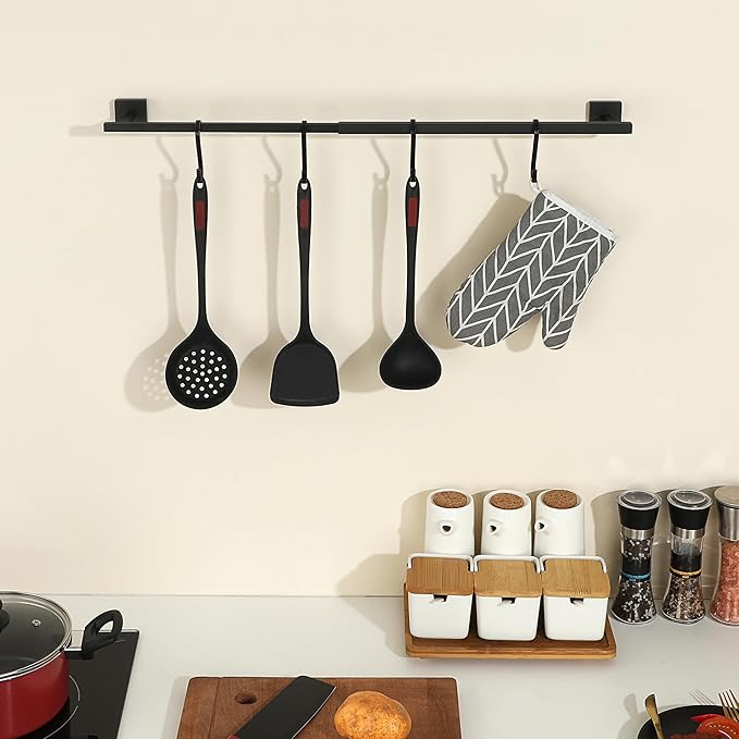 Alise Bathroom Towel Bar, Adjustable 17-30 Inch Single Towel Racks SUS304 Stainless Steel Towel Holder, Towel Racks for Bathroom Wall Mounted Towel Rack Matte Black