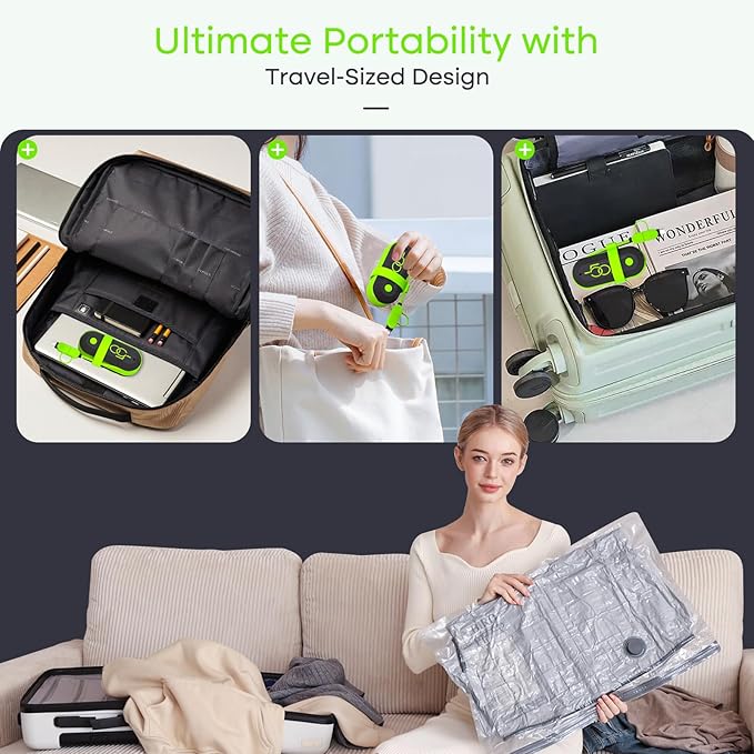 Travel Vacuum Storage Bags with USB Pump, 6 Pack Compression Packing Bags for Luggage and Suitcase,Space Saver Bags for Clothes and Clothing Travel-NeatNest