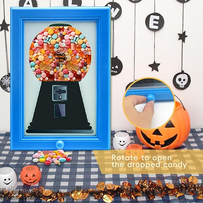 Gumball Machine，Photo Frame Candy Dispenser,For Candies, Nuts, Dog & Cat Treats, Hang on Wall, Birthday & Holiday Gift for All Ages.(Blue)-NeatNest