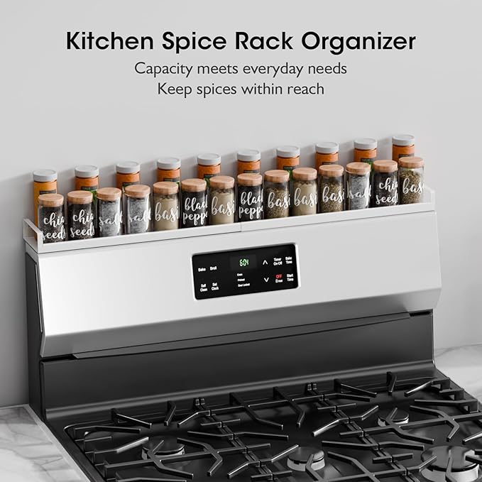 Bumusty 4X Strong Magnetic Rack for Stove Top, 30" Adjustable Oven Spice Rack, Seasoning Organizer Kitchen Shelves, Matte White-NeatNest