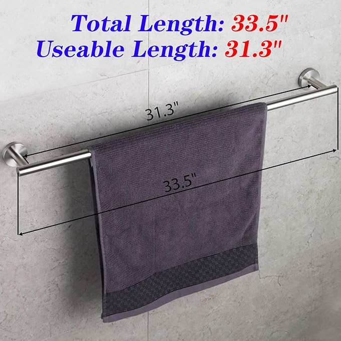 GERZWY Bathroom Towel Bar 33-Inch Stainless Steel Towel Bar Contemporary Style Wall Mount for Bath Kitchen, Brushed Finish AG1101C85-LS