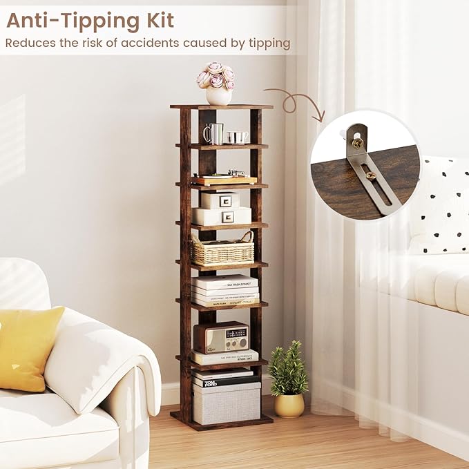 Tangkula 8-Tier Vertical Shoe Rack, Space-Saving Corner Shoe Organizer for 7 Pairs, Narrow Shoe Storage for Entryway, Front Door, or Closet-NeatNest