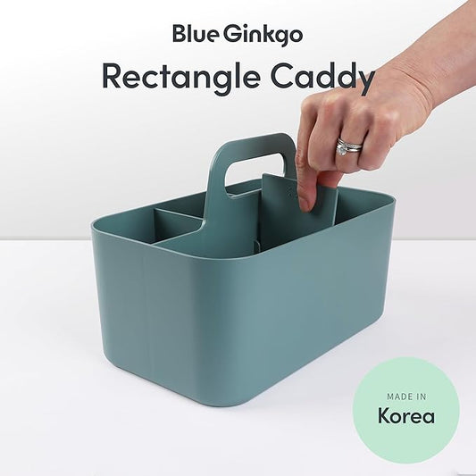 BLUE GINKGO Stackable Organizer Caddy – Korean-Made Portable Tote for Bathroom, Office, Crafts, or School Supplies (Rectangle, Green)-NeatNest