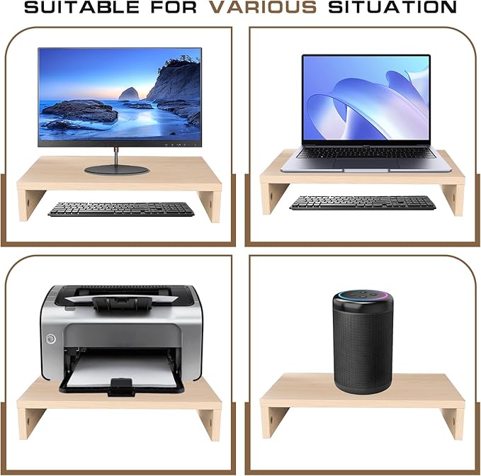Monitor Stand Riser, Computer Stand, Desk Organizers and Accessories, Laptop Shelf Computer Monitor Riser with Storage for TV Screen PC Printer (Oak-15.75inch)