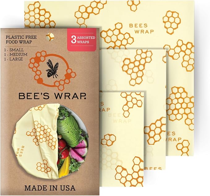 Bee's Wrap Beeswax Wraps for Food - Honeycomb 3 Pack (S, M, L) Made in USA Reusable & Organic Food Wraps, Sandwich Wrap & Bowl Covers - Eco-Friendly Alternative to Aluminum Foil & Plastic Wrap-NeatNest