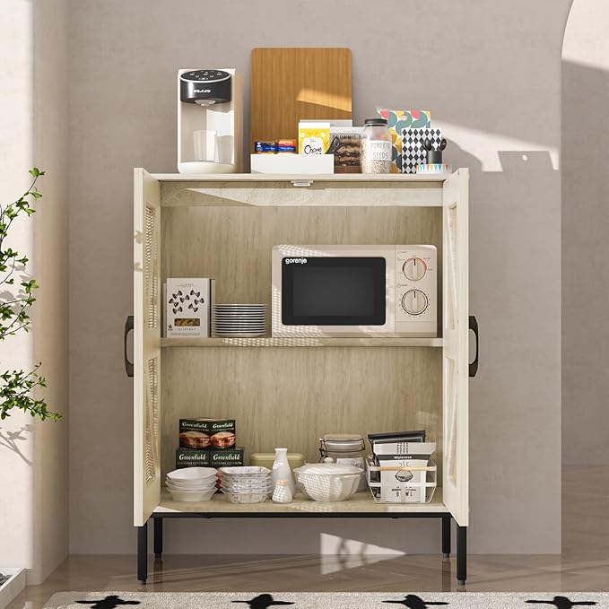 Buffet Cabinet with Storage Sideboard Accent Modern Credenza with Doors & Shelves 32.9" Tall Media Console Mid Century Coffee Bar Table for Living Room Kitchen Dining Room Hallway-NeatNest