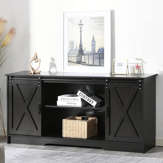 4 EVER WINNER Farmhouse TV Stand for 65+ Inch TV, Espresso Entertainment Center for 65 Inch TV, Modern Farmhouse Television Stands for TVs up to 70, Espresso TV Stand for Flat Screens 65-NeatNest