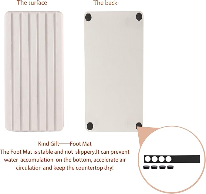 2 PCS Water Absorbent Diatomite Coasters Rectangle, Grooved Design, Water Absorbing Stone Used for Hand Soaps & Plants & toiletries in The Modern Home-NeatNest