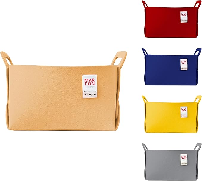 Collapsible Apricot Felt Storage Bin Large 14.6"x9.4"x9.4" – Foldable Basket with Handles for Closet, Laundry Room Organization, Toy Storage, Decorative Storage Bins for Shelves Storage-NeatNest