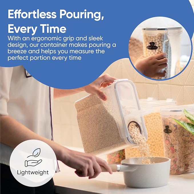 Chef's Path Airtight Food Storage Containers - Set of 2 (6 Liters) for Kitchen & Pantry - BPA Free for Rice, Cereal, Flour, Sugar - Bulk Food Storage - Big Cereal Container - Cereal Container Storage-NeatNest