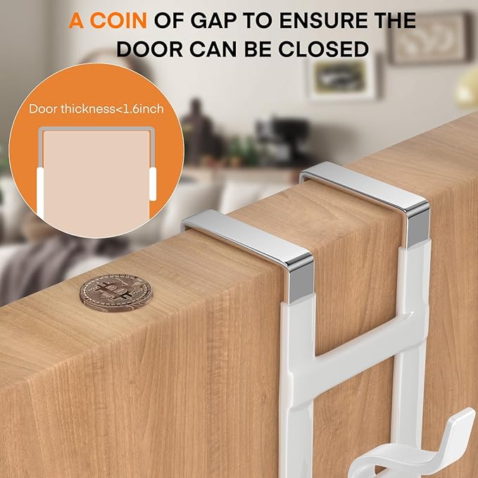 FYY Over The Door Hooks - 2 Pack Heavy Duty Triple-Hook Organizer Hanger with Non-Slip Rubber for Towels, Clothes, Hats & Bags Use in Bathroom, Bedroom, Kitchen - Fits Interior Doors Up to 1.6" White