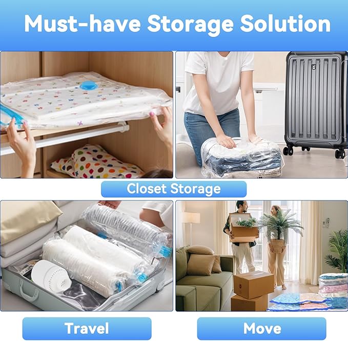 30 Pack Vacuum Storage Bags with Electric Pump, Space Saver Vacuum Storage Bags (2 Jumbo/2 XLarge/5 Large/5 Medium/5 Small+10 Roll Up) for Clothes, Travel, Comforters, Blankets, Bedding-NeatNest