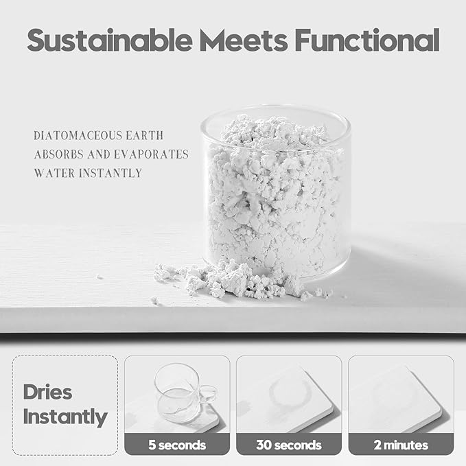 2PCS Bathroom Sink Trays, Water Absorbing Diatomite Stone Quick Drying Mat for Kitchen Counter, Dish Rack Soap Dispenser Sponge Holder Caddy Vanity Organizer, White, 9"x3.5"-NeatNest