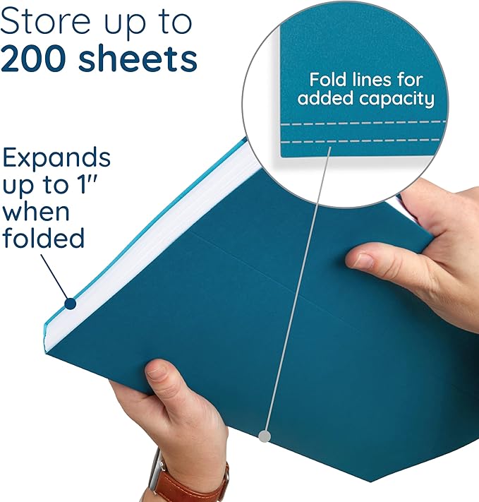 25 Blue Summit Supplies Colored Hanging File Folders Legal Size, Assorted Jewel Tone Colors, Legal Size Hanging File Folders for Filing Cabinet with Plastic Tabs and Inserts, Durable 11pt Paper