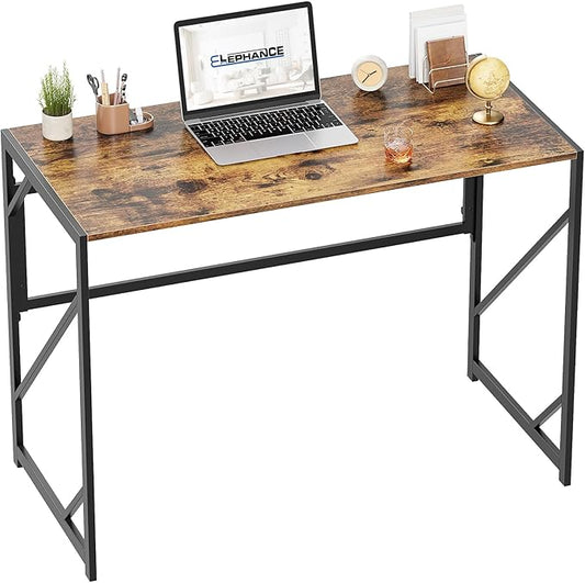 Elephance Folding Desk Writing Computer Desk for Home Office, No-Assembly Study Office Desk Foldable Table for Small Spaces-NeatNest