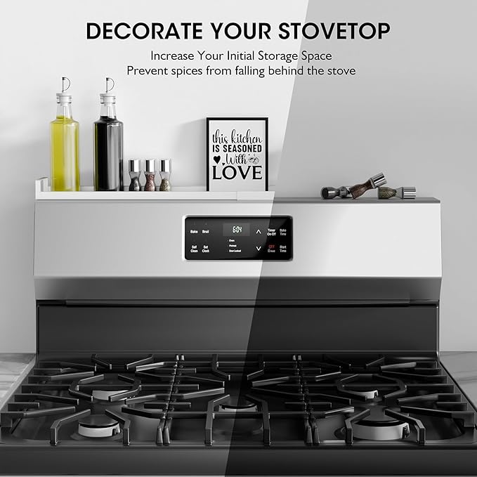 Bumusty 4X Strong Magnetic Rack for Stove Top, 30" Adjustable Oven Spice Rack, Seasoning Organizer Kitchen Shelves, Matte White-NeatNest