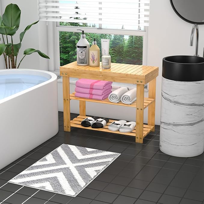 Zhuoyue Bamboo Shoe Rack Wood Bench with Storage Shelf for Entryway Small Space Organizer Indoor Outdoor Use