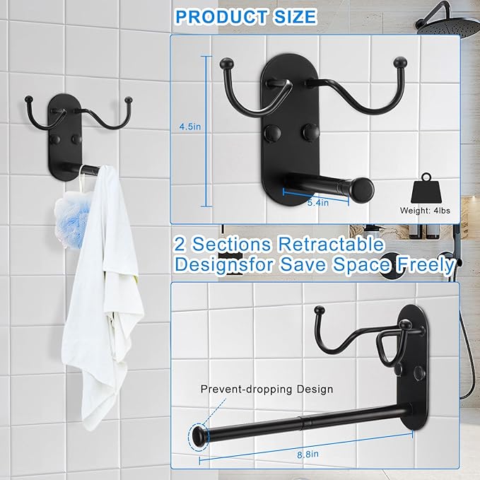 Clothes Hanger Storage, Clothes Hanger Storage Organizer, Damage Free Hanging Wall Hangers for Hanging in Living Spaces, Black-NeatNest