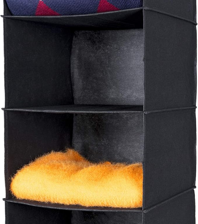 MAX Houser 6 Tier Shelf Hanging Closet Organizer, Closet Hanging Shelf with 2 Sturdy Hooks for Storage, Foldable (Black)-NeatNest