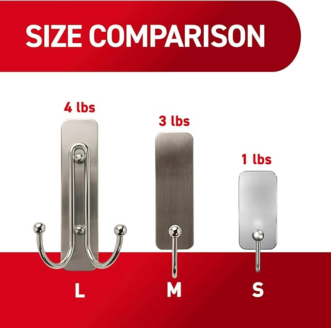 Command Large Brushed Nickel Double Hooks, 2 Hooks and 2 Command Strips, Damage-Free Hanging Wall Hooks with Adhesive Strips, No Tools Coat Hooks for Hanging Home Decor, Holds up to 4 lb-NeatNest