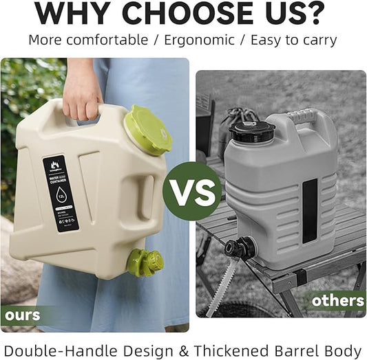 Camping Water Jug - 3.2 Gallan Water Container with Spigot | Portable Water Tank for Outdoor Hiking Picnic Supplies - White-NeatNest