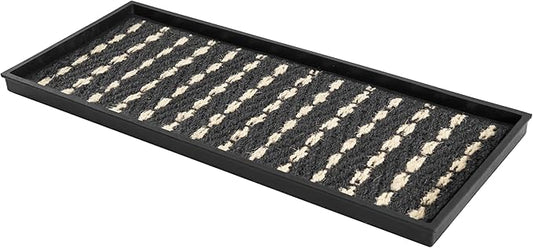 Anji Mountain AMB0BT3F-008 Black Rubber Boot/Shoe Tray with Coir, Fits 3 Pair (34.5" Wide), Gray & Ivory Insert