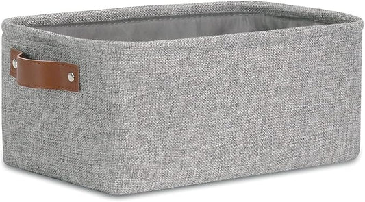 DULLEMELO Small Collapsible Fabric Basket for Organizing, Shelves, Closets, Laundry, Nursery, Decorative Gift Basket (Gray)-NeatNest