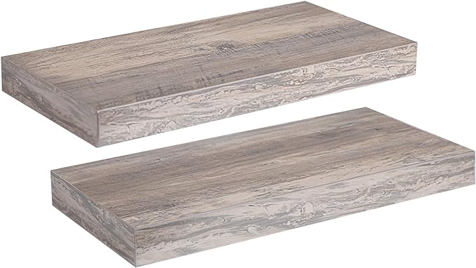 HOOBRO Floating Shelves for Wall, Wall Mounted Shelf Set of 2, 15.7" Hanging Shelf with Invisible Brackets, for Wall in Bathroom, Bedroom, Toilet, Kitchen, Living Room, Office, Greige BG40BJ01-NeatNest