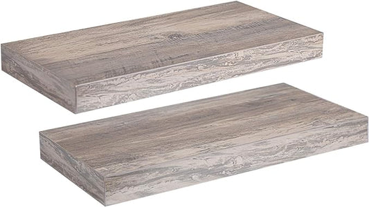 HOOBRO Floating Shelves for Wall, Wall Mounted Shelf Set of 2, 15.7" Hanging Shelf with Invisible Brackets, for Wall in Bathroom, Bedroom, Toilet, Kitchen, Living Room, Office, Greige BG40BJ01-NeatNest