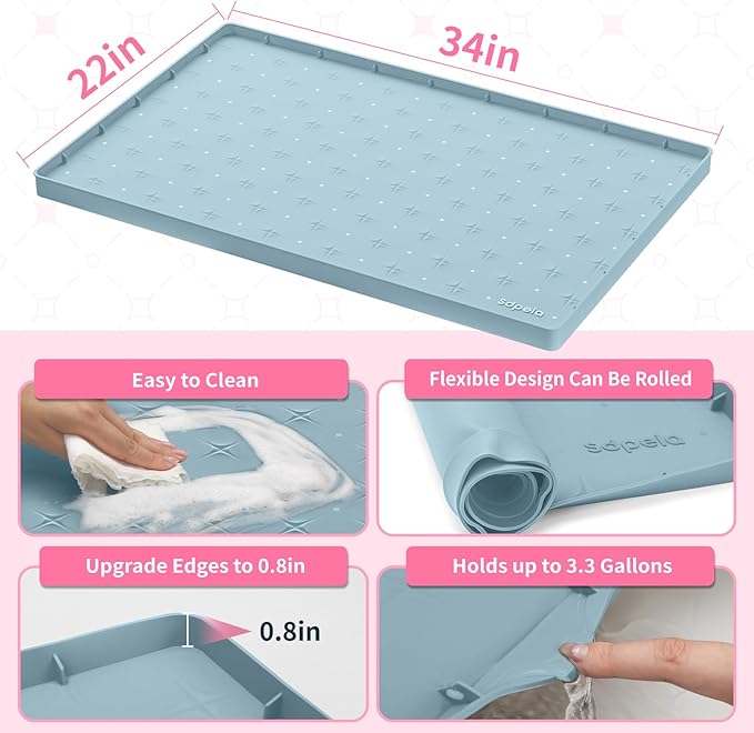 Sdpeia Under Sink Mat for [34" x 22"] Cabinet, Upgraded Silicone Waterproof Mat Kitchen Cabinet Liner Cabinet Protector Kitchen Organizers and Storage-NeatNest